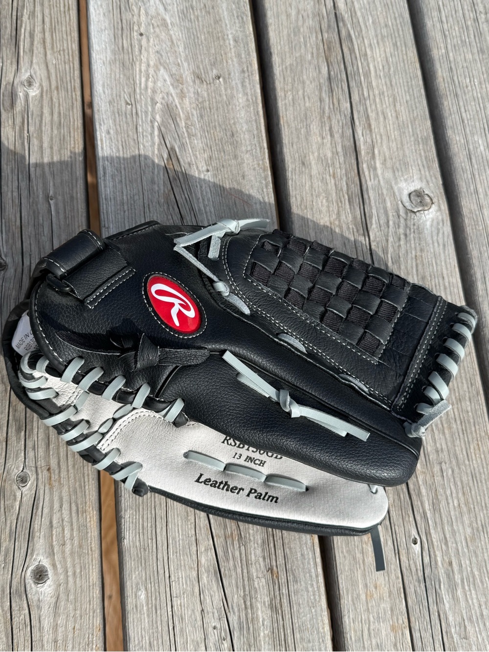 Rawlings Black, White & Gray 13" Leather-Palm Baseball Glove